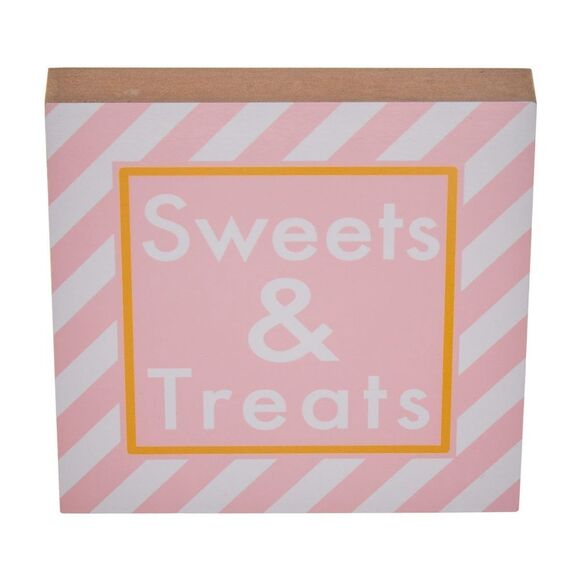 New Sweets & Treats Party Word Block Tabletop Sign NWT - Picture 1 of 6